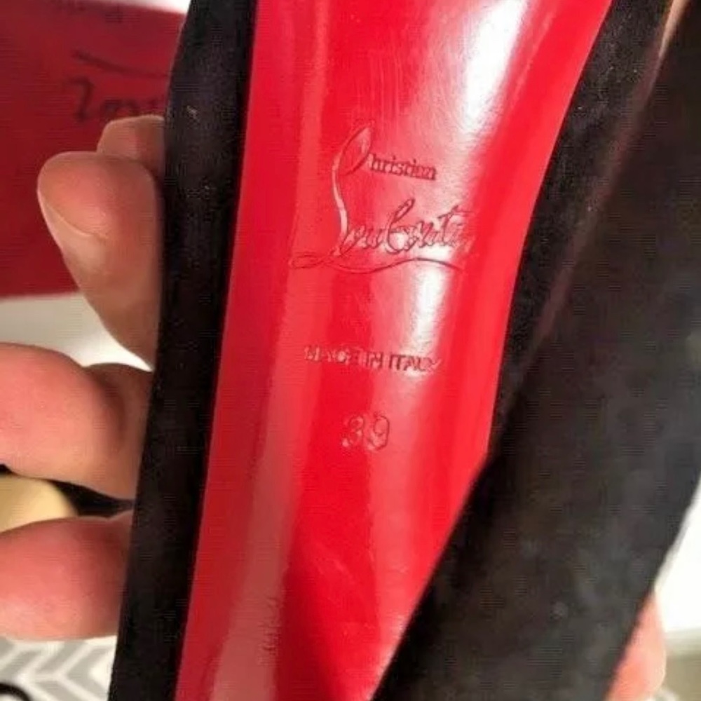 CHRISTIAN LOUBOUTIN BLK LADY VELOUR PUMPS - Picture 6 of 14